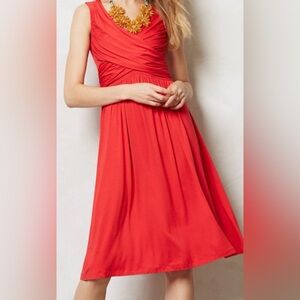 Anthropologie Red Ruched Cowl Neck Sundress Girls from Savoy